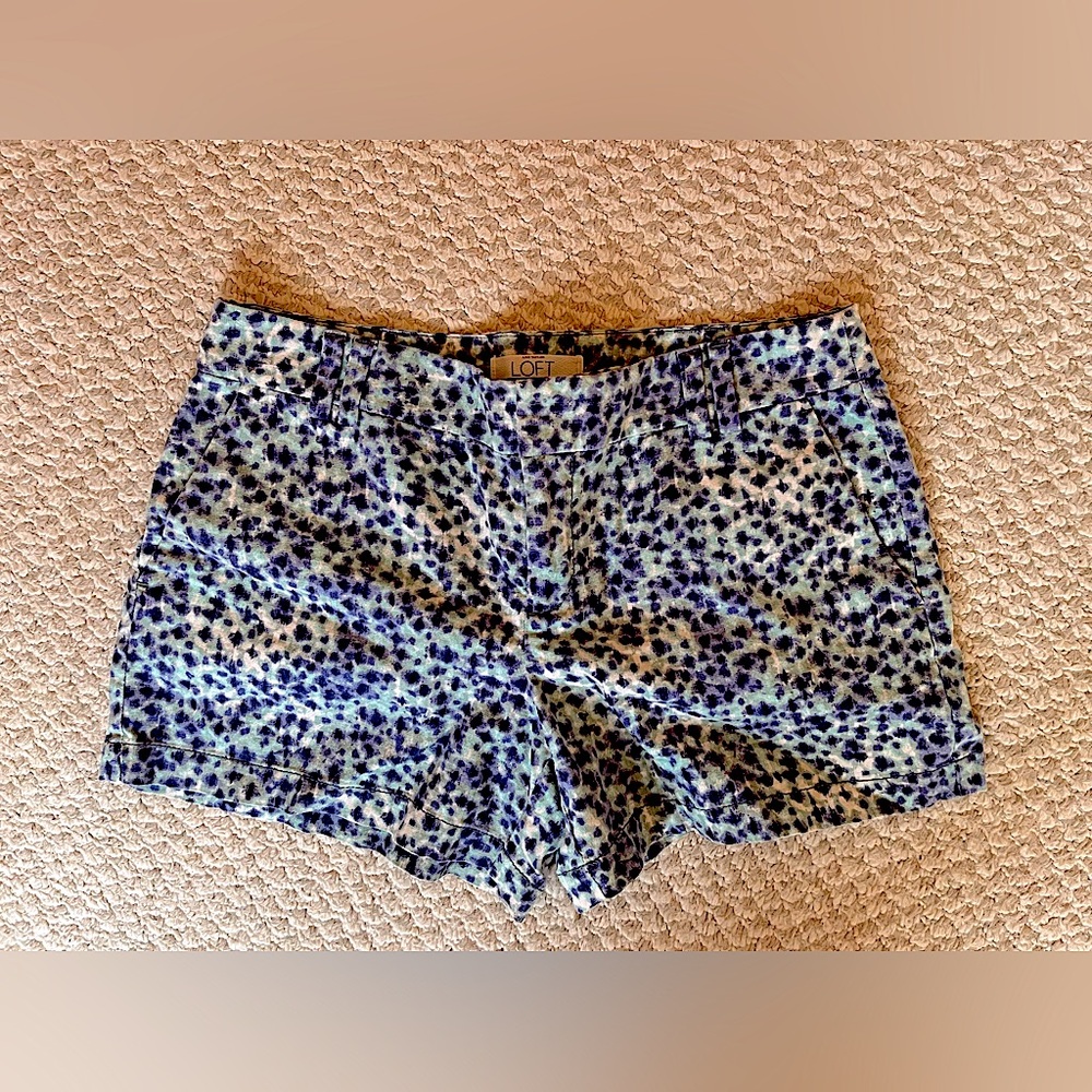 Ann Taylor Loft printed cotton linen shorts